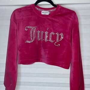 Juicy Couture Cropped Rhinestone Velour Sweatshirt Free Love - Size S - NWT